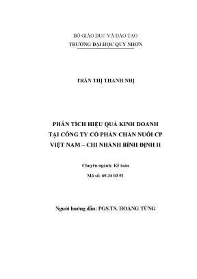 Luận văn thạc sĩ phân tích hiệu quả kinh doanh tại công ty cổ phần chăn nuôi cp việt nam chi nhánh bình định ii