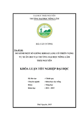 Luận văn thạc sĩ so sánh một số giống khoai lang có triển vọng vụ xuân 2015 tại trường đại học nông lâm thái nguyên