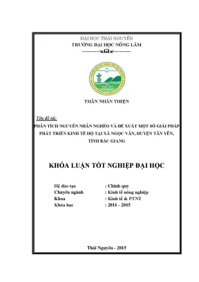 Luận văn thạc sĩ phân tích nguyên nhân nghèo và đề xuất một số giải pháp phát triển kinh tế hộ tại xã ngọc vân huyện tân yên tỉnh bắc giang
