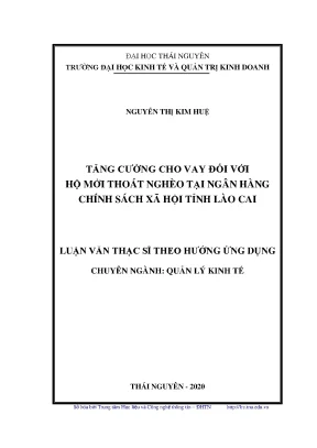 Luận văn thạc sĩ tăng cường cho vay đối với hộ mới thoát nghèo tại ngân hàng chính sách xã hội tỉnh lào cai