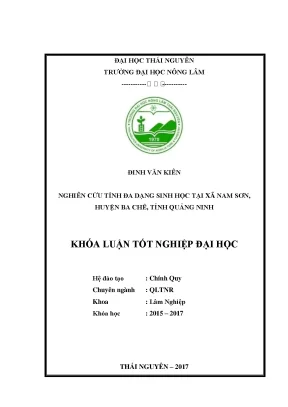 Luận văn nghiên cứu tính đa dạng sinh học tại xã nam sơn huyện ba chẽ tỉnh quảng ninh