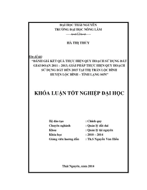 Luận văn thạc sĩ đánh giá kết quả thực hiện quy hoạch sử dụng đất giai đoạn 2011 2013 giải pháp thực hiện quy hoạch sử dụng đất đến 2015 tại thị trấn lộc bình huyện lộc bình