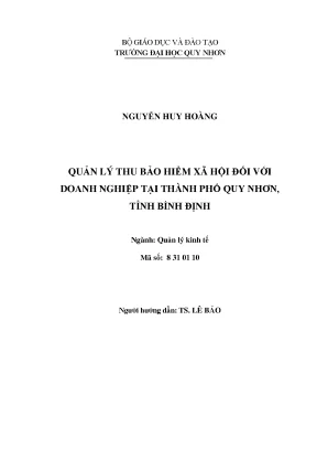 Luận văn thạc sĩ quản lý thu bảo hiểm xã hội đối với doanh nghiệp tại thành phố quy nhơn tỉnh bình định