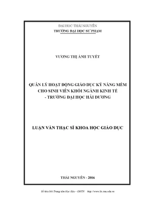 Luận văn thạc sĩ quản lý hoạt động giáo dục kỹ năng mềm cho sinh viên khối ngành kinh tế trường đại học hải dương