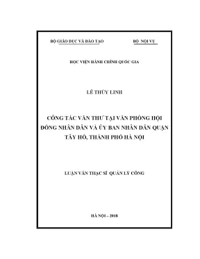Luận văn thạc sĩ công tác văn thư tại văn phòng hội đồng ủy ban nhân dân quận tây hồ thành phố hà nội