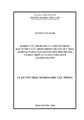 Luận văn thạc sĩ nghiên cứu ảnh hưởng của một số thuốc bảo vệ thực vật trong phòng trừ sâu đục thân ostrinia furnacalis guenee đến sinh trưởng và phát triển