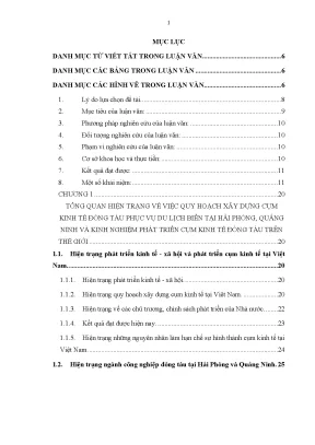 Luận văn thạc sĩ cơ sở khoa học cho việc quy hoạch xây dựng cụm kinh tế đóng tàu phục vụ du lịch biển tại hải phòng và quảng ninh