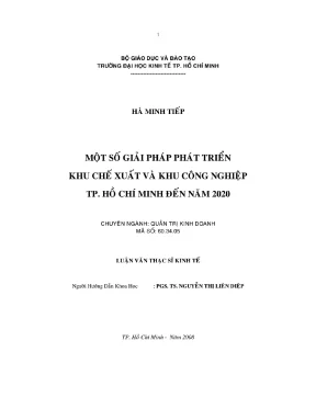 Luận văn thạc sĩ một số giải pháp phát triển khu chế xuất và khu công nghiệp tp hcm đến năm 2020