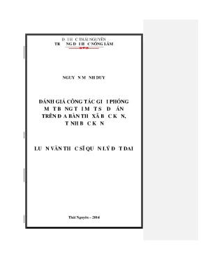 Luận văn thạc sĩ đánh giá công tác giải phóng mặt bằng tại một số dự án trên địa bàn thị xã bắc kạn tỉnh bắc kạn