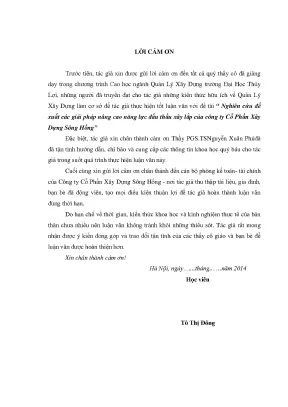 Luận văn thạc sĩ nghiên cứu đề xuất các giải pháp nâng cao năng lực đấu thầu xây lắp của công ty cổ phần xây dựng sông hồng