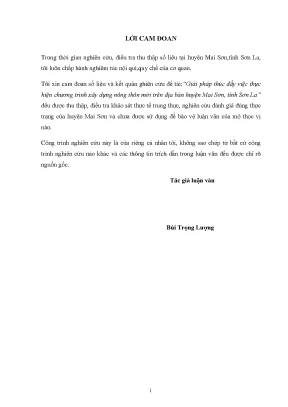 Luận văn thạc sĩ giải pháp thúc đẩy việc thực hiện chương trình xây dựng nông thôn mới trên địa bàn huyện mai sơn tỉnh sơn la