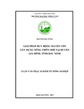 Luận văn giải pháp huy động nguồn vốn phục vụ xây dựng nông thôn mới huyện gia bình tỉnh bắc ninh