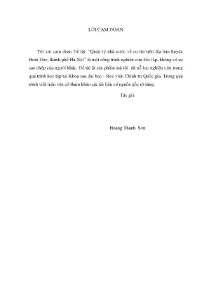 Luận văn thạc sĩ quản lý nhà nước về cư trú trên địa bàn huyện hoài đức tp hà nội