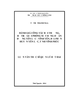 Luận văn thạc sĩ đánh giá công tác bồi thường hỗ trợ giải phóng mặt bằng dự án đường yên lạc vĩnh yên địa phận huyện yên lạc tỉnh vĩnh phúc