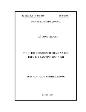 Luận văn thạc sĩ thực thi chính sách nhà ở xã hội trên địa bàn tỉnh bắc ninh