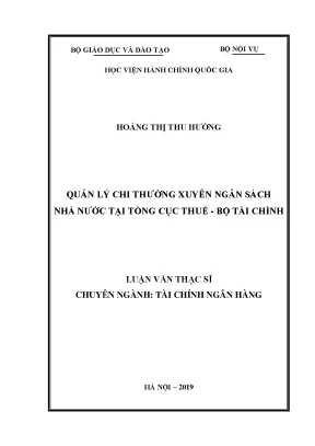 Luận văn thạc sĩ quản lý chi thường xuyên ngân sách nhà nước tại tổng cục thuế bộ tài chính