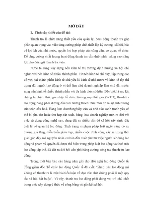 Luận văn nâng cao năng lực đội ngũ thanh tra viên lao động trong giai đoạn hiện nay