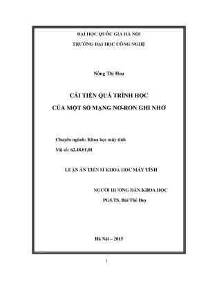 Luận văn thạc sĩ cải tiến quá trình học của một số mạng nơron ghi nhớ