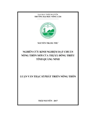 Luận văn nghiên cứu kinh nghiệm đạt chuẩn nông thôn mới của thị xã đông triều tỉnh quảng ninh