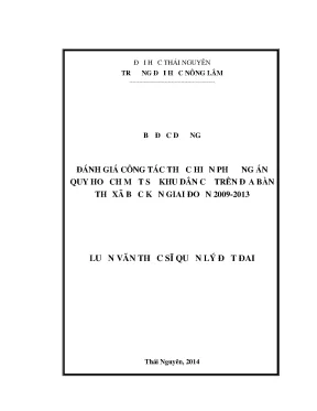 Luận văn thạc sĩ đánh giá công tác thực hiện phương án quy hoạch một số khu dân cư trên địa bàn thị xã bắc kạn giai đoạn 2009 2013