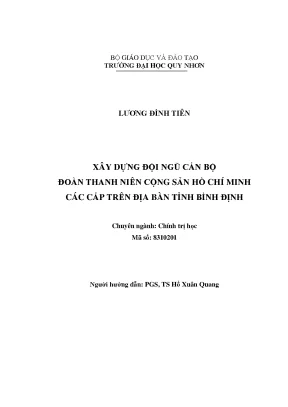 Luận văn thạc sĩ xây dựng đội ngũ cán bộ đoàn thanh niên cộng sản hồ chí minh các cấp trên địa bàn tỉnh bình định