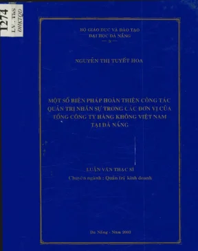 Luận văn một số giải pháp hoàn thiện công tác quản trị nhân sự trong các đơn vị của tổng công ty hàng không không việt nam tại đà nẵng