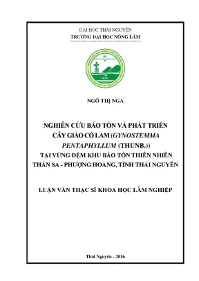 Luận văn thạc sĩ nghiên cứu bảo tồn và phát triển cây giảo cổ lam gynostemma pentaphyllum thunb tại vùng đệm khu bảo tồn thiên nhiên thần sa