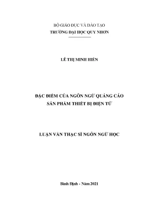Luận văn thạc sĩ đặc điểm của ngôn ngữ quảng cáo sản phẩm thiết bị điện tử