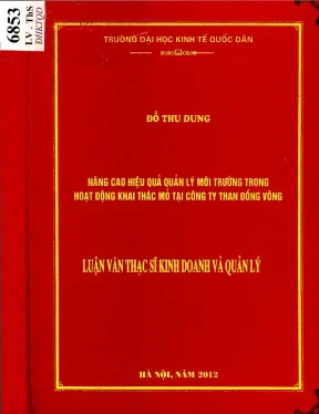 Luận văn nâng cao hiệu quả quản lý môi trường trong hoạt động khai thác mỏ tại công ty than đồng vông