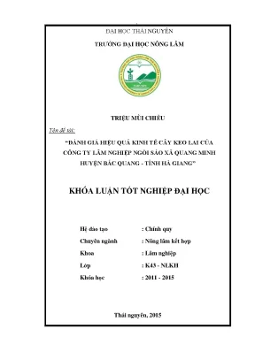 Luận văn thạc sĩ đánh giá hiệu quả kinh tế cây keo lai của công ty lâm nghiệp ngòi sảo xã quang minh huyện bắc quang tỉnh hà giang