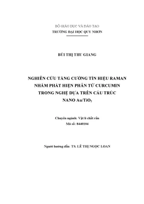 Luận văn thạc sĩ nghiên cứu tăng cường tín hiệu raman nhằm phát hiện phân tử curcumin trong nghệ dựa trên cấu trúc nano au tio2