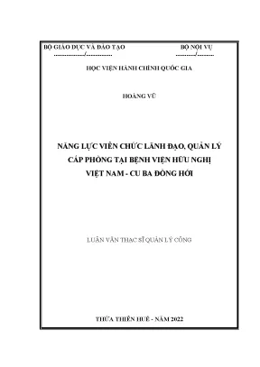 Luận văn thạc sĩ năng lực viên chức lãnh đạo quản lý cấp phòng tại bệnh viện hữu nghị việt nam cuba đồng hới