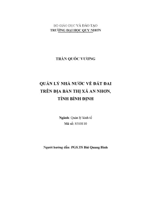 Luận văn thạc sĩ quản lý nhà nước về đất đai trên địa bàn thị xã an nhơn tỉnh bình định