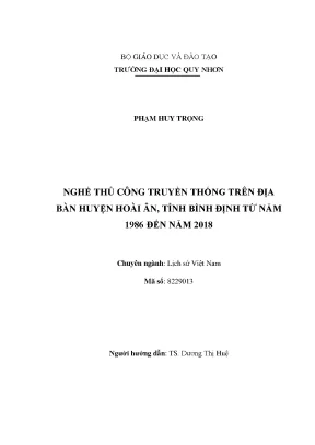 Luận văn thạc sĩ nghề thủ công truyền thống trên địa bàn huyện hoài ân tỉnh bình định từ năm 1986 đến năm 2018