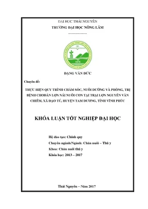 Luận văn thực hiện quy trình chăm sóc nuôi dưỡng và phòng trị bệnh đàn lợn nái nuôi con tại trại lợn nguyễn văn chiêm xã đạo tú huyện tam dương