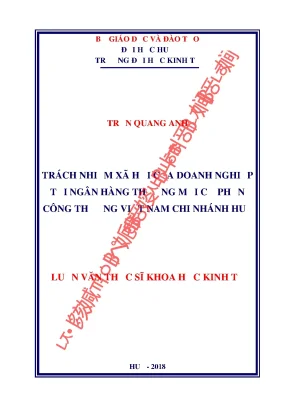 Luận văn thạc sĩ trách nhiệm xã hội của doanh nghiệp tại ngân hàng thương mại cổ phần công thương việt nam chi nhánh huế