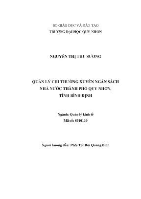 Luận văn thạc sĩ quản lý chi thường xuyên ngân sách nhà nước thành phố quy nhơn tỉnh bình định