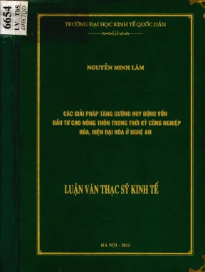 Luận văn các giải pháp tăng cường huy động vốn đầu tư cho nông thôn trong thời kỳ công nghiệp hóa hiện đại hóa ở nghệ an