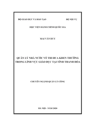 Luận văn thạc sĩ quản lý nhà nước về thi đua khen thưởng trong lĩnh vực giáo dục tại tỉnh thanh hóa
