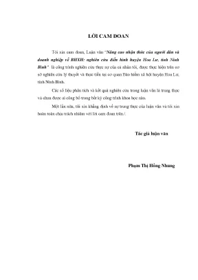 Luận văn nâng cao nhận thức của người dân và doanh nghiệp về bảo hiểm xã hội nghiên cứu điển hình huyện hoa lư tỉnh ninh bình