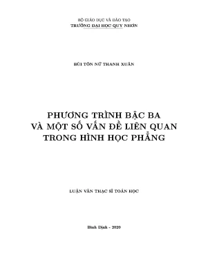 Luận văn thạc sĩ phương trình bậc ba và một số vấn đề liên quan trong hình học phẳng
