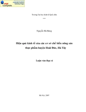 Luận văn hiệu quả kinh tế của các cơ sở chế biến nông sản thực phẩm huyện hoài đức hà tây
