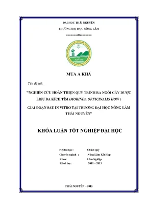 Luận văn thạc sĩ nghiên cứu hoàn thiện quy trình ra ngôi cây dược liệu ba kích tím morinda officinalis how