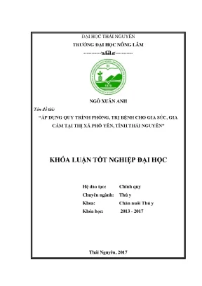 Luận văn áp dụng quy trình phòng trị bệnh cho gia súc gia cầm tại thị xã phổ yên tỉnh thái nguyên