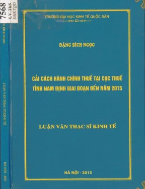 Luận văn cải cách hành chính thuế tại cục thuế tỉnh nam định giai đoạn đến năm 2015