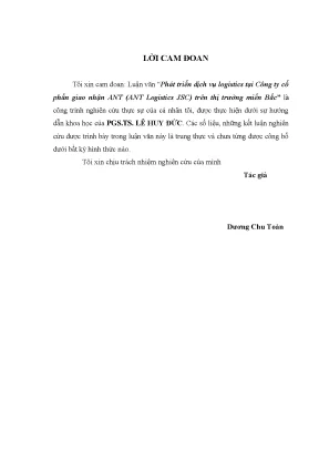 Luận văn phát triển dịch vụ logistics tại công ty cổ phần giao nhận ant ant logistics jsc trên thị trường miền bắc