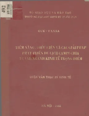 Luận văn tiềm năng điều kiện và các giải pháp phát triển du lịch cămpuchia thành ngành kinh tế trọng điểm