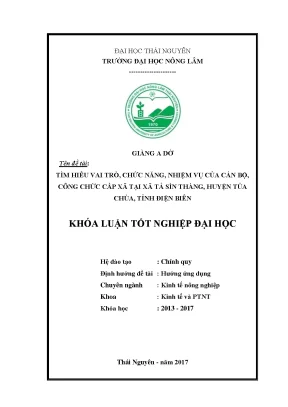Luận văn tìm hiểu vai trò chức năng nhiệm vụ của cán bộ công chức cấp xã xã tả sìn thàng huyện tủa chùa tỉnh điện biên
