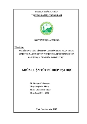 Luận văn thạc sĩ nghiên cứu tình hình lợn con mắc bệnh phân trắng ở một số xã của huyện phú lương tỉnh thái nguyên và biện pháp phòng trị