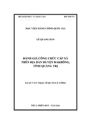 Luận văn thạc sĩ đánh giá công chức cấp xã trên địa bàn huyện đakrông tỉnh quảng trị